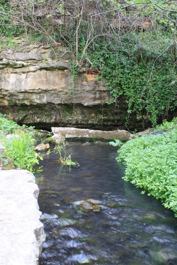 A stream flowing from a cave