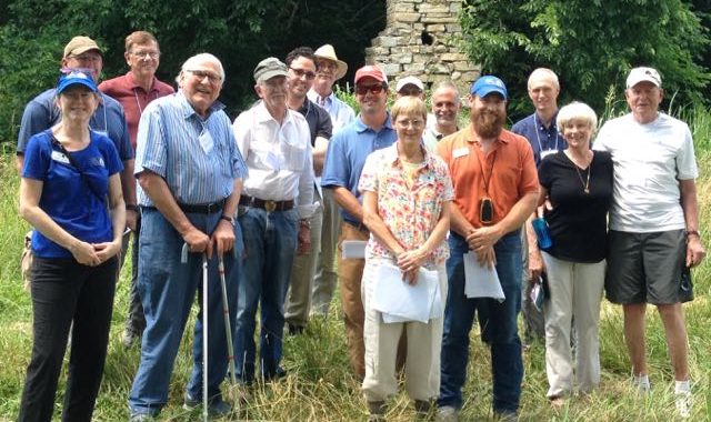 Many Ozark Regional Land Trust employees and members in a group photo on a conservation easement property