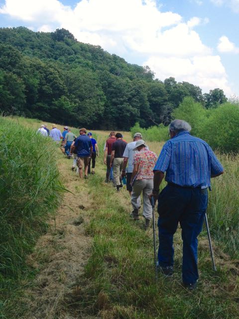 Many members of Ozark Regional Land Trust take a hike on a conservation easement